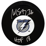 Martin St. Louis // Tampa Bay // Signed Lightning Medium Hockey Puck