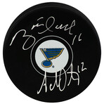 Brett Hull & Adam Oates Dual // St. Louis Blues // Signed Hockey Puck