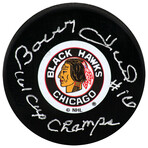 Bobby Hull // Chicago Blackhawks // Signed Throwback Puck w/61 Cup Champs