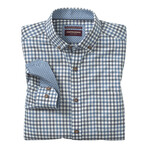Check Heathered Woven Button-Up Shirt // Blue + Navy (S)
