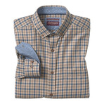 Plaid Heathered Button-Up Shirt // Brown + Navy (S)