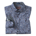 Floral Paisley Printed Pattern Button-Up Shirt // Blue (S)