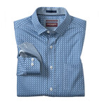 Diamond Swirl Printed Pattern Button-Up Shirt // Blue + Navy (S)