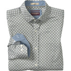 Multi Square Tile Printed Pattern Button-Up Shirt // White (S)