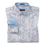 Dotted Paisley Printed Pattern Button-Up Shirt // White (S)