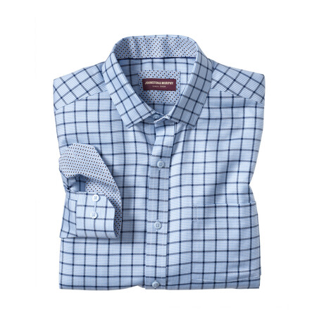 Angled Neat Windowpane Non-Iron Button-Up Shirt // Blue (S)