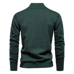 Solid Zip-Up Pullover // Green (L)