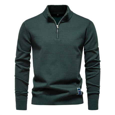 Solid Zip-Up Pullover // Green (XS)