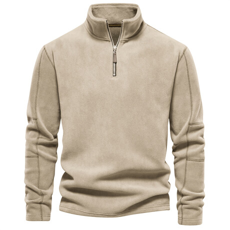 Fleece Quarter-Zip Pullover // Beige (XS)