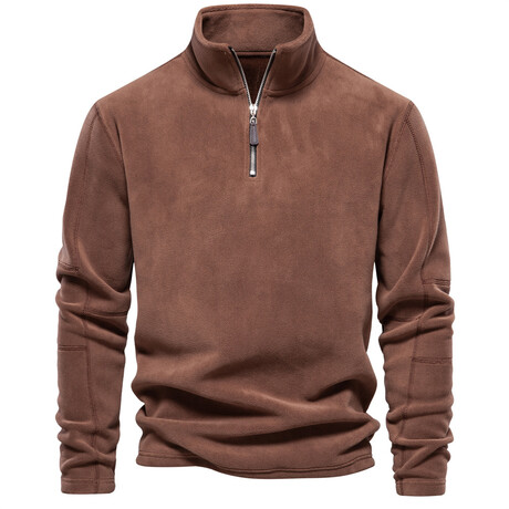 Fleece Quarter-Zip Pullover // Brown (XS)