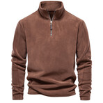 Fleece Quarter-Zip Pullover // Brown (XL)
