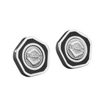 Visconti Stainless Steel + Enamel Divina Proporzione Earrings // Black + Silver