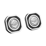 Visconti Stainless Steel + Enamel Squaring the Circle Earrings // Black + Silver