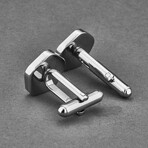 Visconti Stainless Steel + Enamel Divina Proporzione Cufflinks // Black + Silver