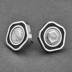 Visconti Stainless Steel + Enamel Divina Proporzione Earrings // Black + Silver
