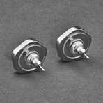 Visconti Stainless Steel + Enamel Divina Proporzione Earrings // Black + Silver