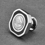 Visconti Stainless Steel + Enamel Squaring the Circle Pin // Black + Silver