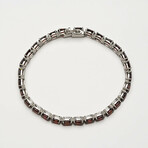 Genuine Garnet Gemstone Tennis Bracelet In .925 Sterling Silver // Pre-Owned