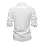 Denim w/Chest Details Long Sleeve Button-Up Field Shirt // White (XS)