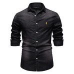 Wash Denim Long Sleeve Button-Up Field Shirt // Black (M)