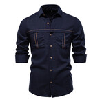Denim w/Chest Details Long Sleeve Button-Up Field Shirt // NavyBlue (M)