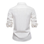 Chest Details Long Sleeve Button-Up Field Shirt // White (XL)