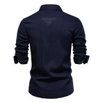 Denim w/Chest Details Long Sleeve Button-Up Field Shirt // NavyBlue (M)