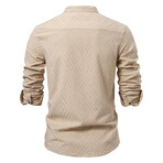 Knit Pattern Henley Shirt // Apricot (XL)