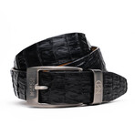 Silvio Caiman Back Leather Belt // Black (48)