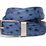 Domenico Ostrich Leather Belt // Antique Navy (44)