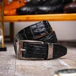 Silvio Caiman Back Leather Belt // Black (48)