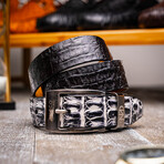 Caribe Caiman Back & Caiman Belly Leather // Newspaper Black (48)