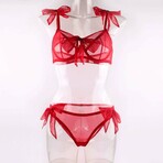 Seductive Scarlet 2 Piece Bow Lingerie Set // Red (M)