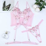 Rose Garden Embrodiered Lace 3 Piece Lingerie Set // (L)