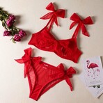 Seductive Scarlet 2 Piece Bow Lingerie Set // Red (M)