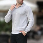 Button-Up Rib Knit Chest Sweater // Light Gray (S)