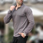 Button-Up Rib Knit Chest Sweater // Dark Gray (S)