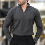 Quarter-Zip Knit Polo Sweater // Anthracite (S)