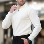 Quarter-Zip Knit Polo Sweater // Ecru (S)