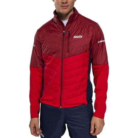Swix // Men's // Dynamic Hybrid Insulated Jacket // Rhubarb Red + Swix Red (S)