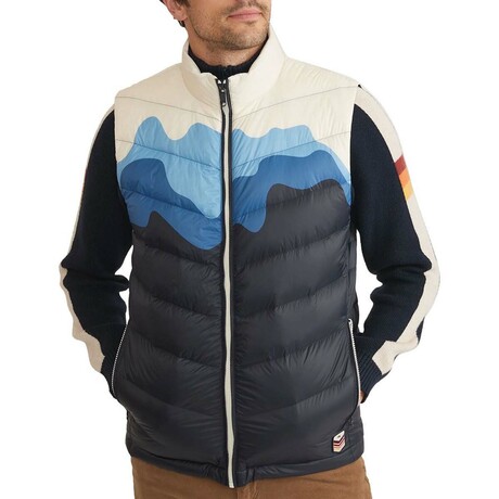 Marine Layer // Men's // Archive Scenic Puffer Vest // Blue Mountain Scene (M)