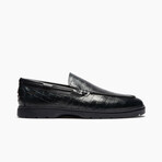 28's Venetian Croc Print Leather Low Top Loafers // Navy (US: 7)