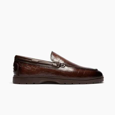 28's Venetian Croc Print Leather Low Top Loafers // Coffee (US: 7)