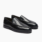 28's Venetian Croc Print Leather Low Top Loafers // Navy (US: 7)