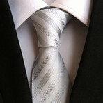 Formal Men’s Necktie // Silver & White Striped