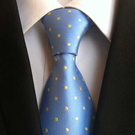 Formal Men’s Necktie // Light Blue & Yellow Polka Dot
