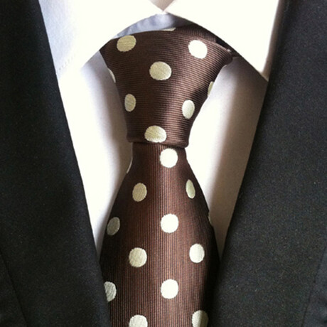 Formal Men’s Necktie // Brown Polka Dot