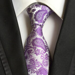 Formal Men’s Necktie // Purple & Silver Paisley