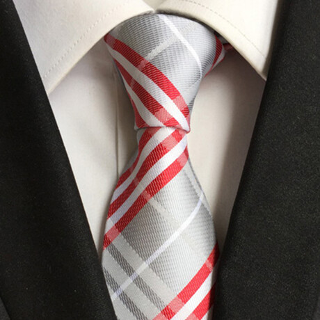 Formal Men’s Necktie // IRed & Grey Plaid