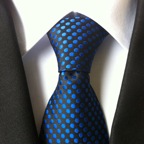 Formal Men’s Necktie // Black & Blue Polka Dot